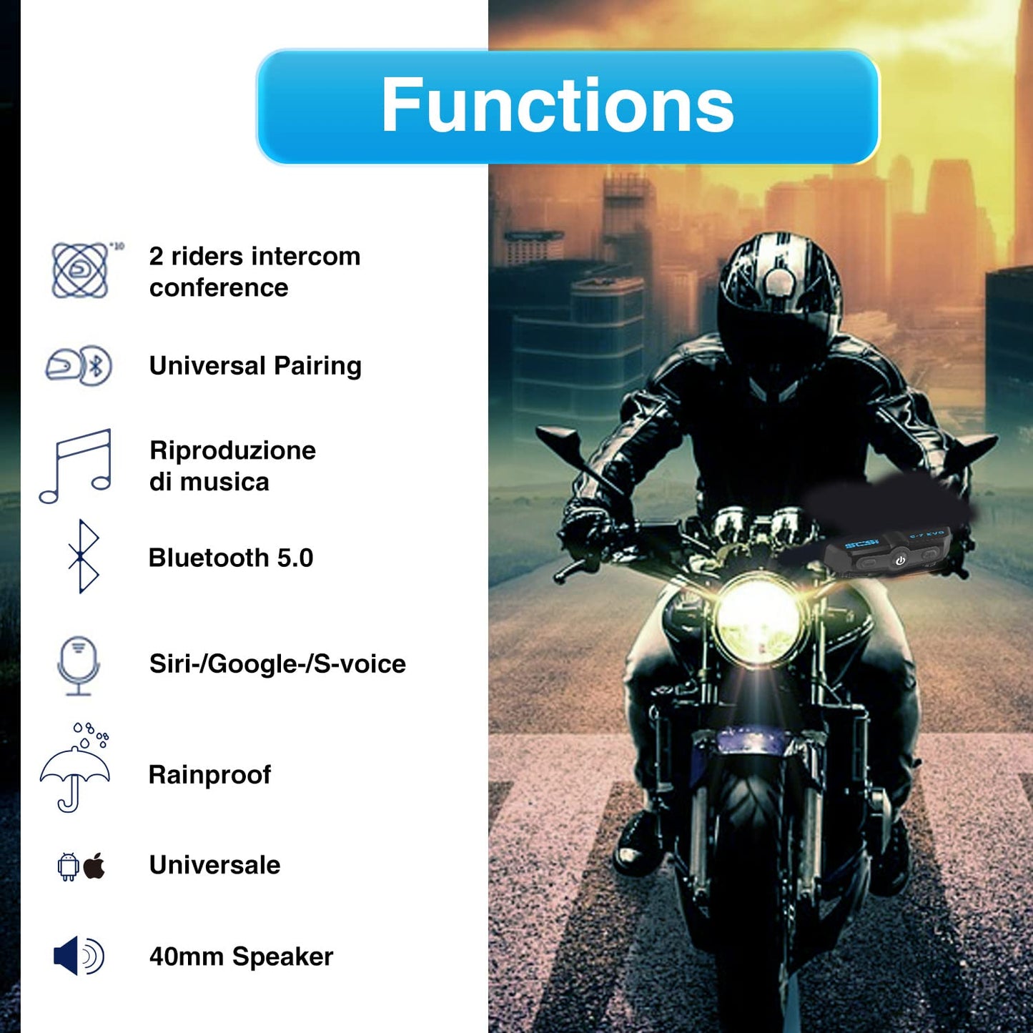 SCSETC S8 Motorcycle Helmet Bluetooth Headset